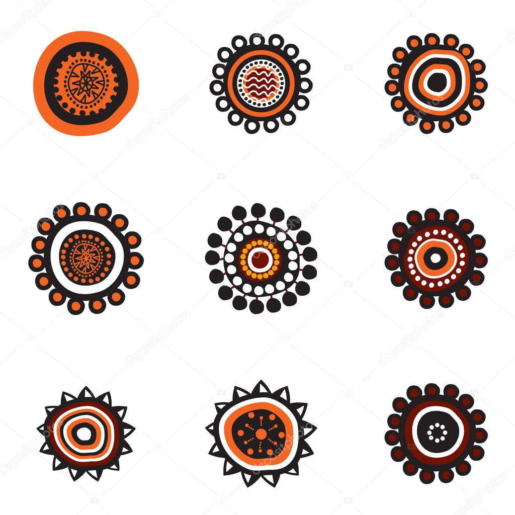 Aboriginal art dots painting icon logo design illustration vector template