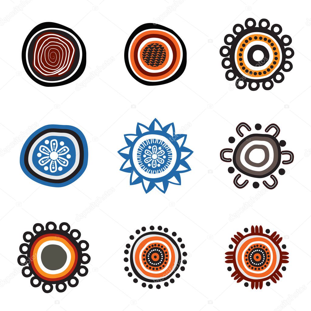 Aboriginal art dots painting icon logo design illustration vector template