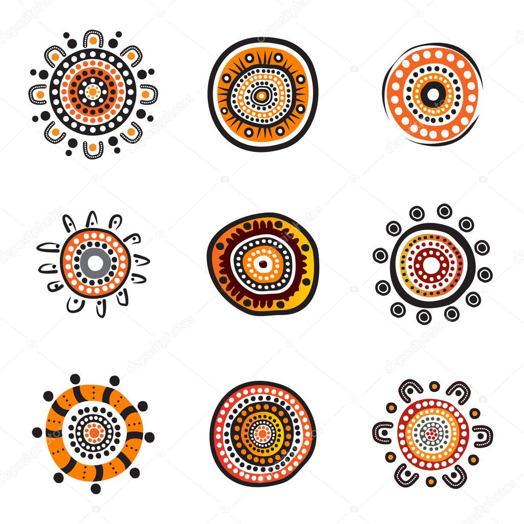 Aboriginal art dots painting icon logo design illustration vector template