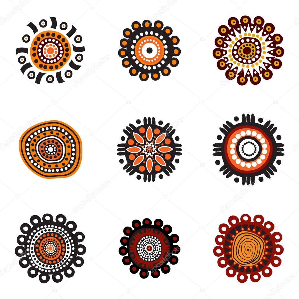Aboriginal art dots painting icon logo design illustration vector template