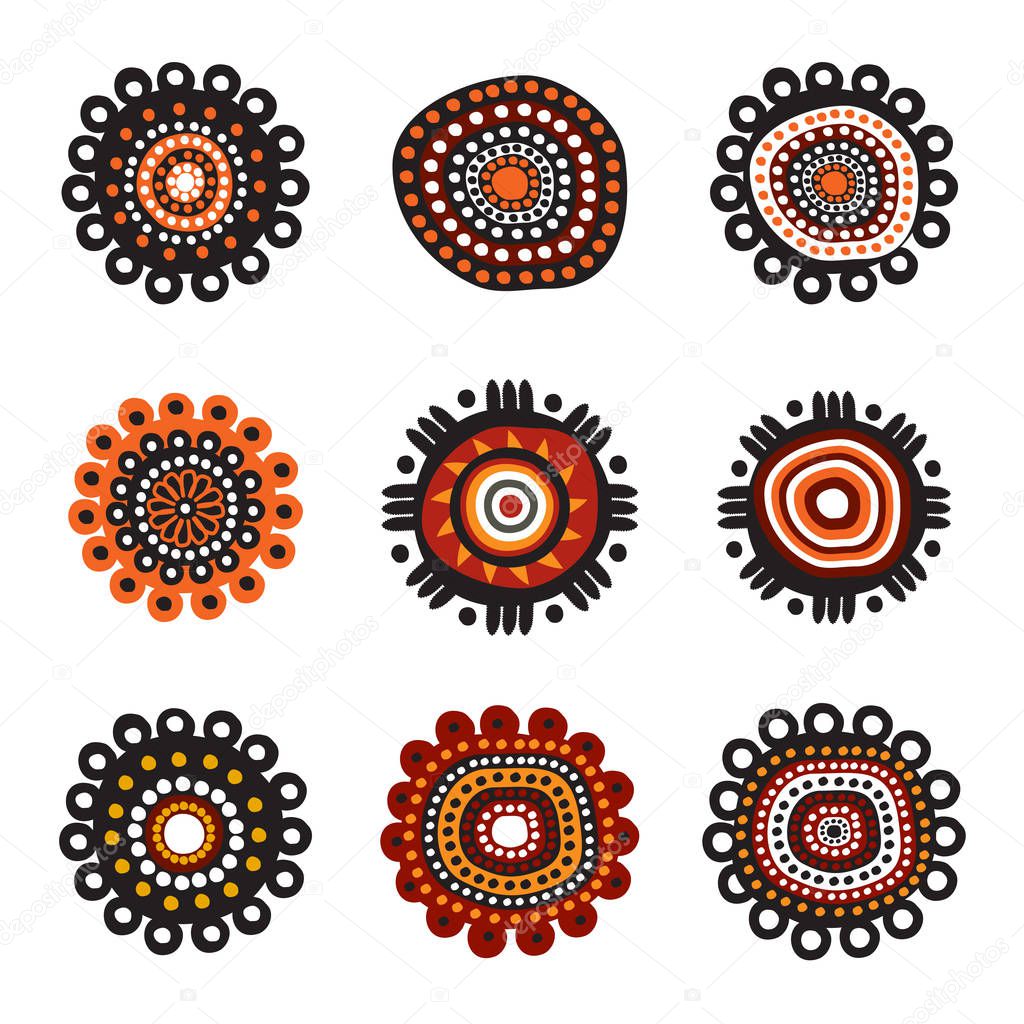 Aboriginal art dots painting icon logo design illustration vector template