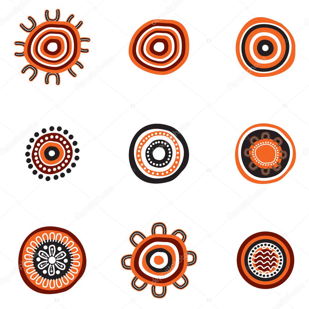Aboriginal art dots painting icon logo design illustration vector template