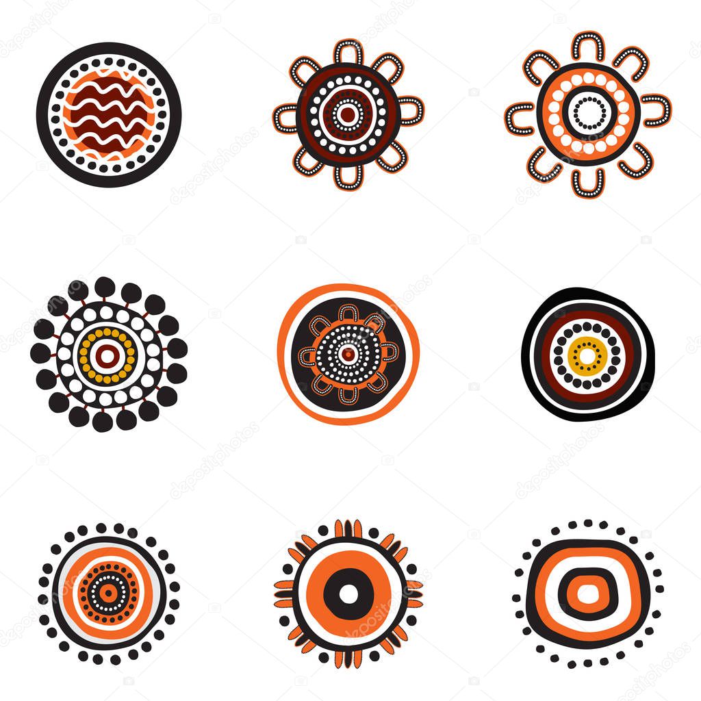Aboriginal art dots painting icon logo design illustration vector template