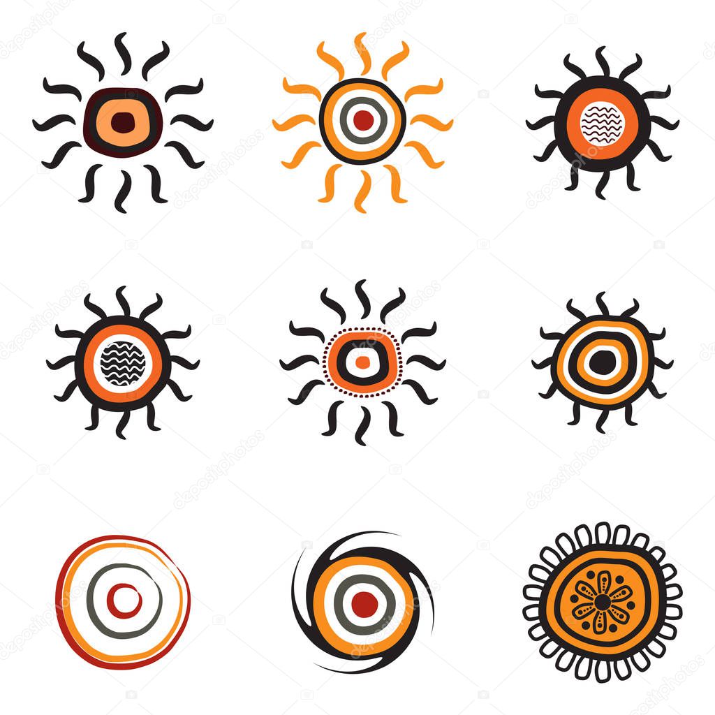 Aboriginal art dots painting icon logo design illustration vector template