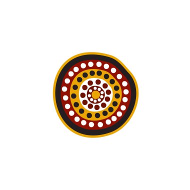 Aborjin sanat noktaları simge logo tasarımı şablonu boyuyor