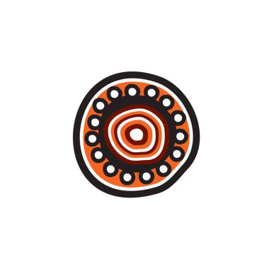 Aborjin sanat noktaları simge logo tasarımı resimlerini boyuyor