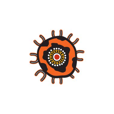 Aborjin sanat noktaları simge logo tasarımı resimlerini boyuyor