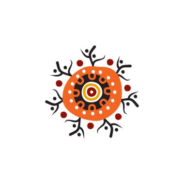 Aborjin sanat noktaları simge logo tasarımı resimlerini boyuyor