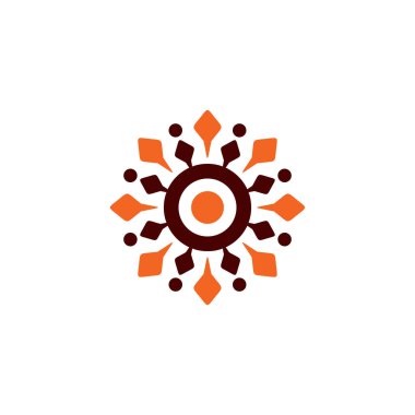 Aborjin sanat noktaları simge logo tasarımı resimlerini boyuyor