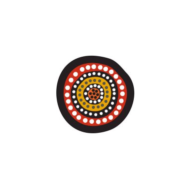 Aborjin sanat noktaları simge logo tasarımı resimlerini boyuyor