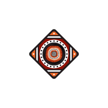 Aborjin sanat noktaları simge logo tasarımı resimlerini boyuyor