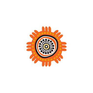 Aborjin sanat noktaları simge logo tasarımı şablonu boyuyor