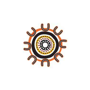 Aborjin sanat noktaları simge logo tasarımı resimlerini boyuyor
