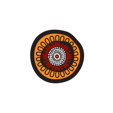 Aborjin sanat noktaları simge logo tasarımı resimlerini boyuyor