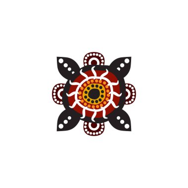 Aborjin sanat noktaları simge logo tasarımı resimlerini boyuyor