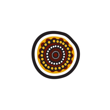 Aborjin sanat noktaları simge logo tasarımı resimlerini boyuyor