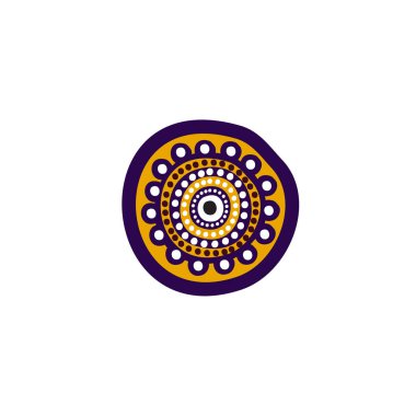 Aborjin sanat noktaları simge logo tasarımı resimlerini boyuyor