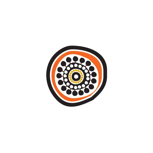Plantilla de vector de diseño de logotipo de icono de pintura de puntos de arte aborigen — Vector de stock