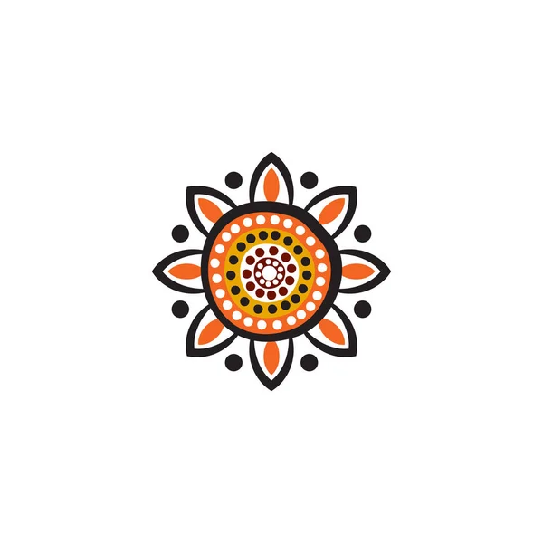 Aboriginal kunst stippen schilderen pictogram logo ontwerp illustratie — Stockvector