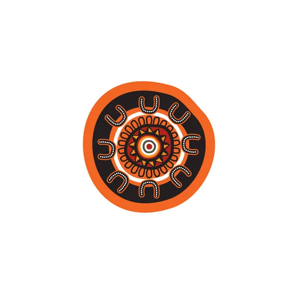 Aboriginal konst prickar målning ikon logotyp design illustration — Stock vektor