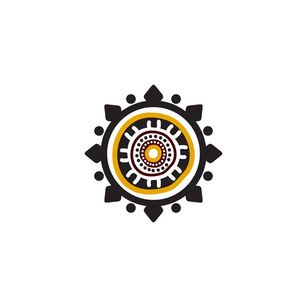 Arte aborigena puntini pittura icona logo disegno illustrazione — Vettoriale Stock