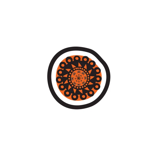 Aboriginal konst prickar målning ikon logotyp design illustration — Stock vektor