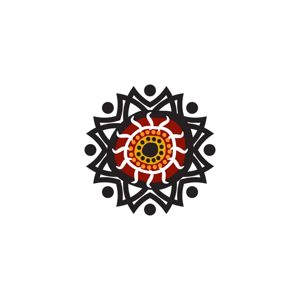 Aboriginal art tečky malování ikony logo design ilustrace — Stockový vektor