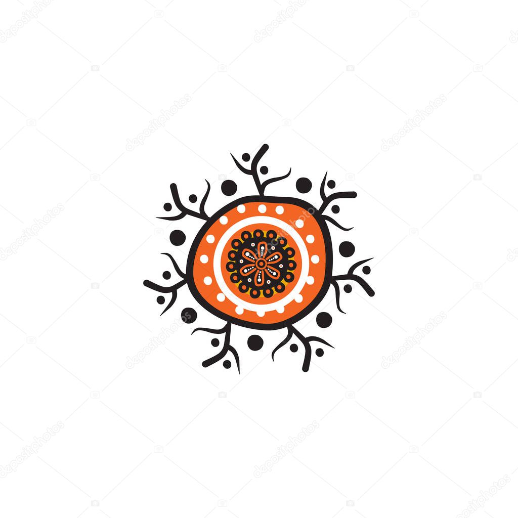 Aboriginal art dots painting icon logo design illustration template