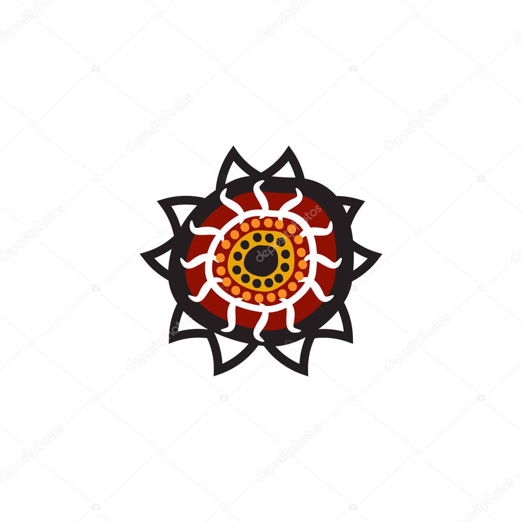 Aboriginal art dots painting icon logo design illustration template