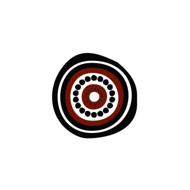 Aborjin sanat noktaları simge logo tasarımı şablonu boyuyor