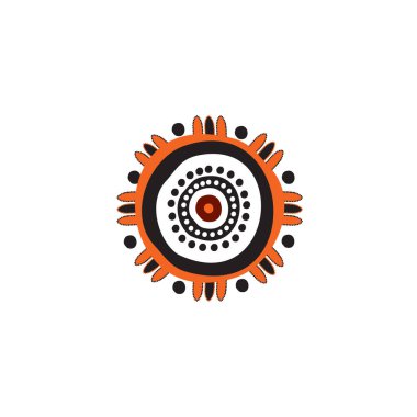 Aborjin sanat noktaları simge logo tasarımı şablonu boyuyor