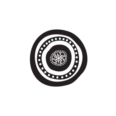 Aborjin sanat noktaları simge logo tasarımı şablonu boyuyor