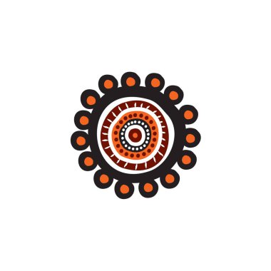 Aborjin sanat noktaları simge logo tasarımı şablonu boyuyor