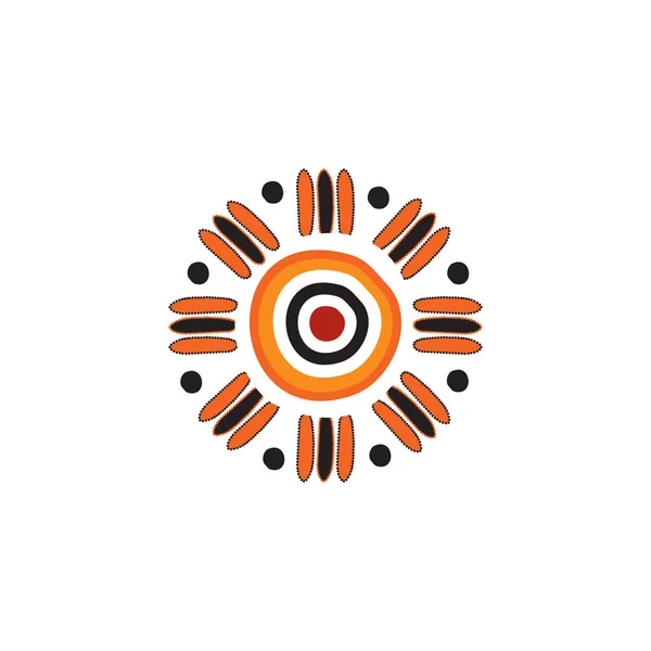 Titik-titik seni Aborigin menggambar templat desain ikon - Stok Vektor