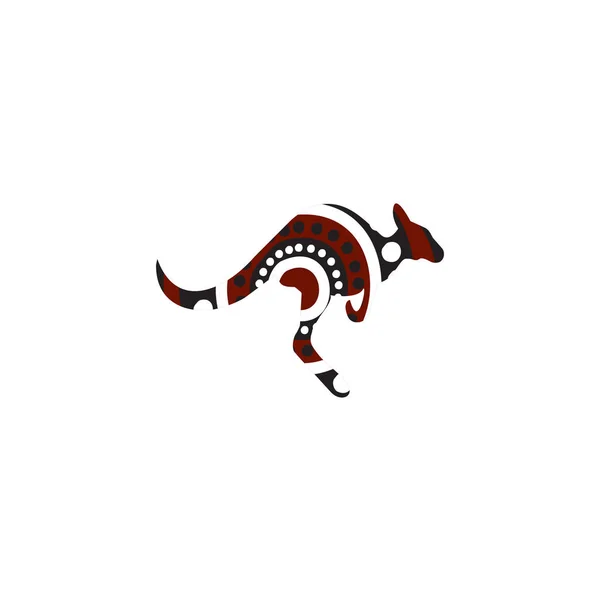 Kangaroo icon with aboriginal art design style vector — Stock Vector