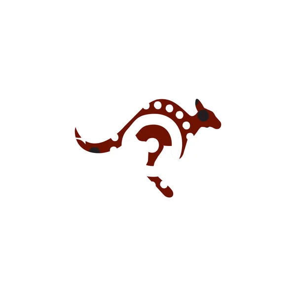 アボリジニのアートデザインスタイルのベクトルとカンガルーのアイコン — ストックベクタ
