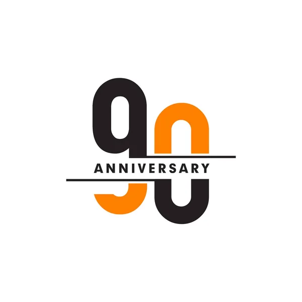 90th celebrando aniversário emblema logotipo design vetor ilustrat — Vetor de Stock