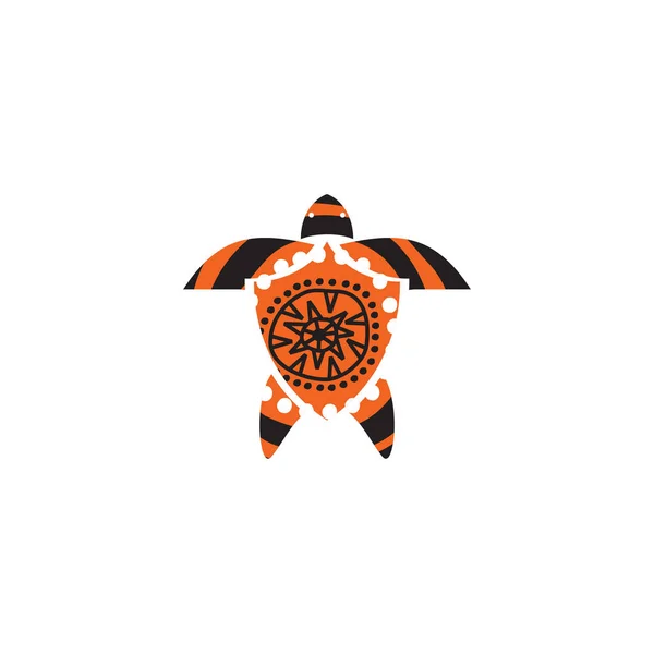 Diseño del logo del icono de la tortuga con vector de estilo aborigen — Vector de stock