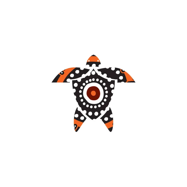 Logo icône tortue avec vecteur de style aborigène — Image vectorielle