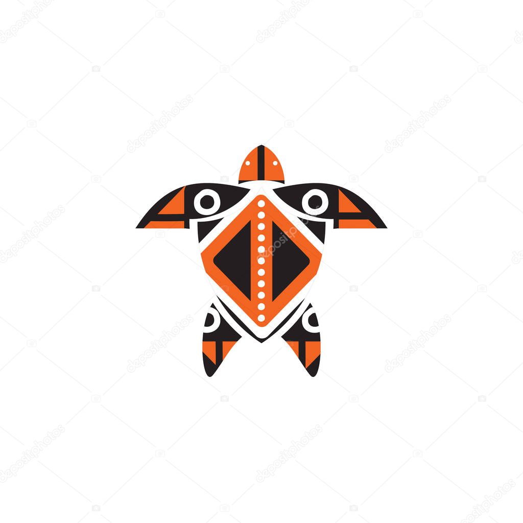 Turtle icon logo design with aboriginal style vector
