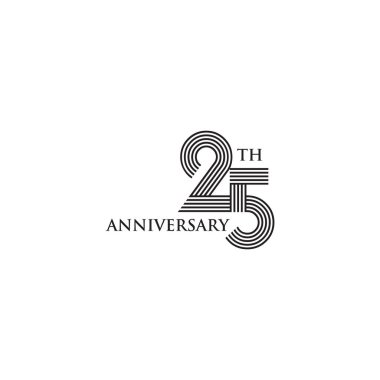 25th year anniversary emblem logo design vector template clipart