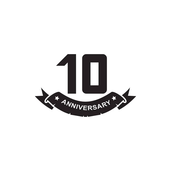 10th ano celebrando aniversário emblema logotipo design — Vetor de Stock