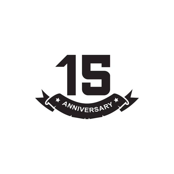 15th year celebrating anniversary emblem logo design — Stock Vector