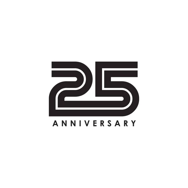 25周年記念エンブレムロゴデザインベクトルテンプレート — ストックベクタ