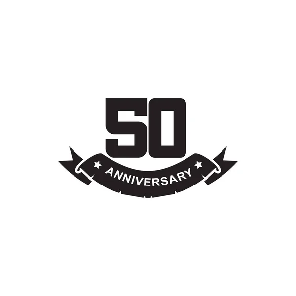 Cinquantesimo anniversario emblema logo design — Vettoriale Stock