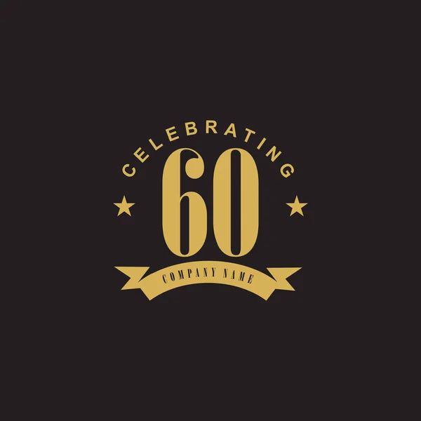 Шаблон логотипа эмблемы 60-летия — стоковый вектор