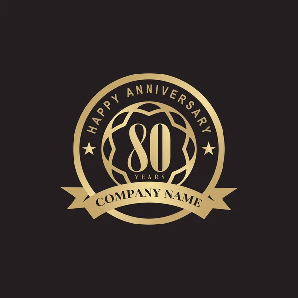 80 años celebrando el diseño del logotipo del emblema del aniversario — Vector de stock