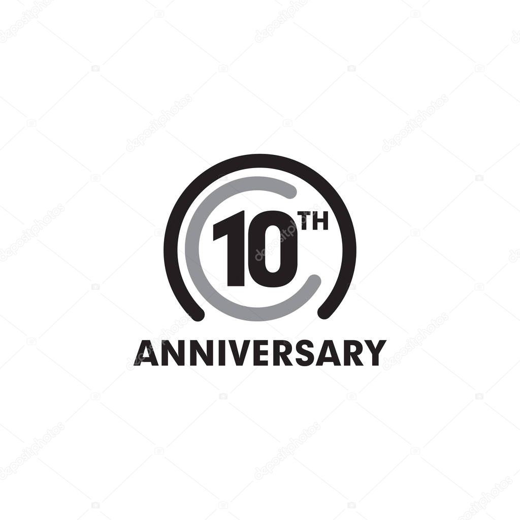 10th year celebrating anniversary emblem logo design vector template