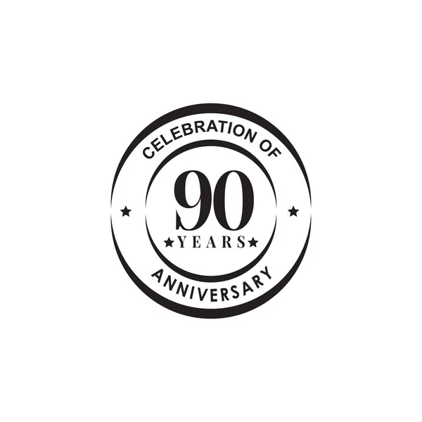 90th ano celebrando aniversário emblema logotipo design — Vetor de Stock