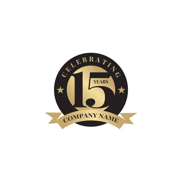 15-й рік святкування ювілейного дизайну логотипу емблеми — стоковий вектор